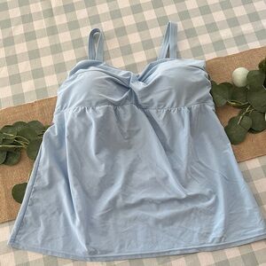 Light Blue Twist-Front Tankini Top